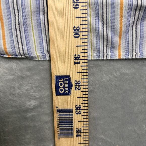 Zara Man Button Up Shirt Mens Medium Blue Orange 100% Cotton Striped Fall Formal - Picture 7 of 7